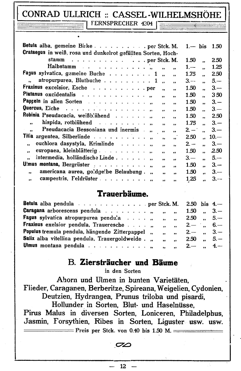 Bild: Baumschulverzeichnis Pflanzen